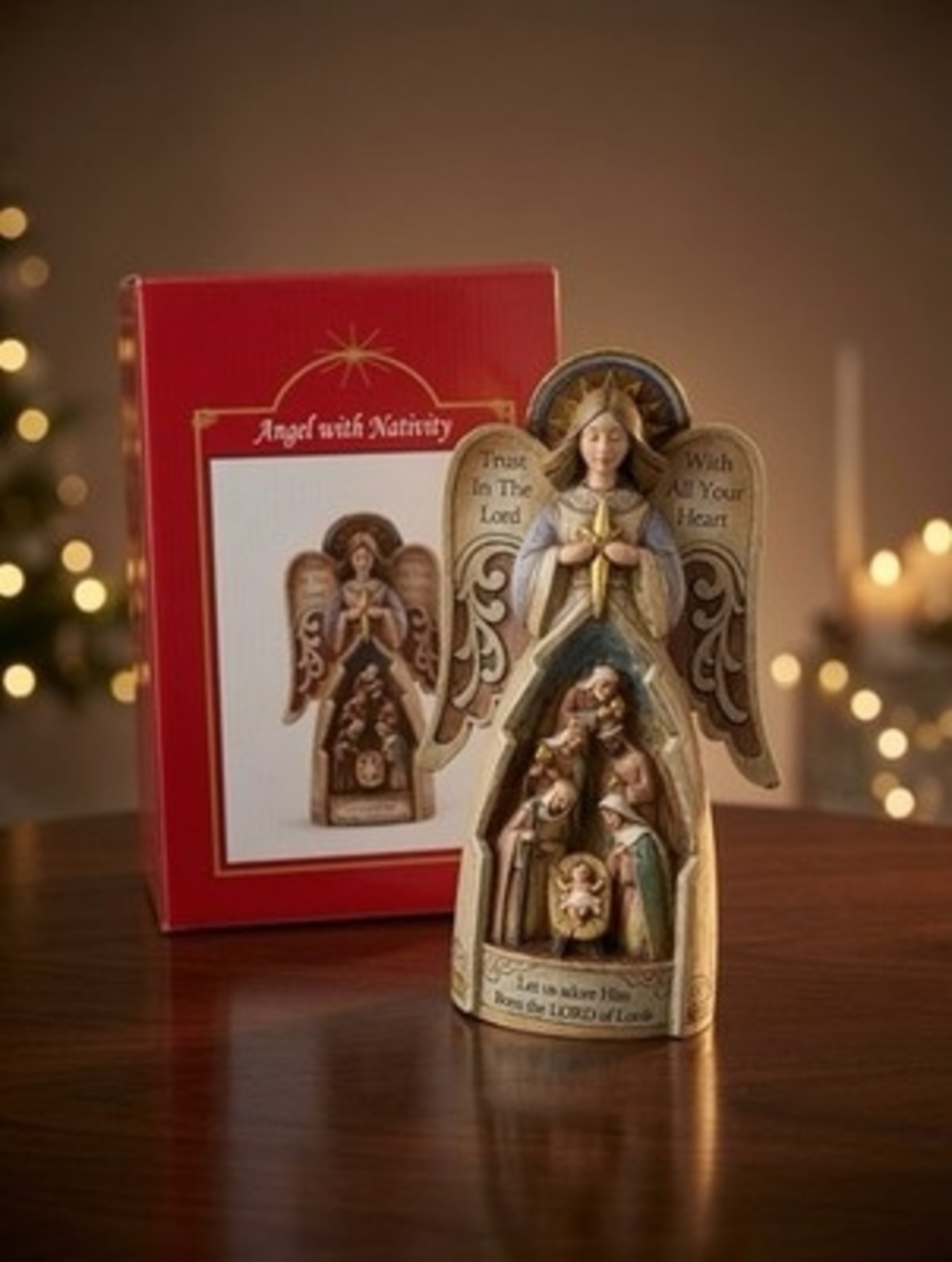 12" Resin Angel Nativity Figurine Trust In The Lord Wing Sculpture NIB Christmas